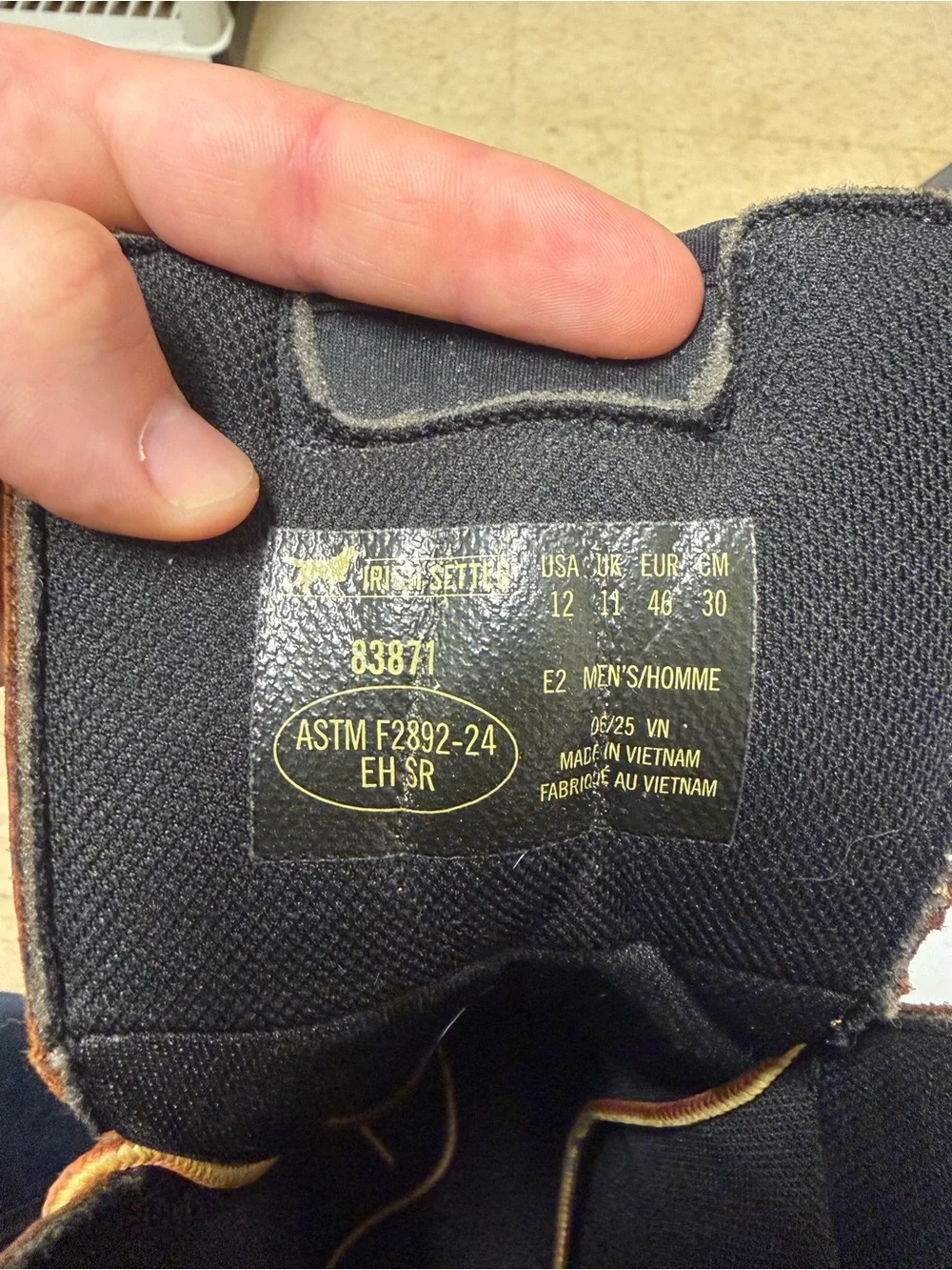 Irish Setter Size 12E2 Work Boots Soft Toe